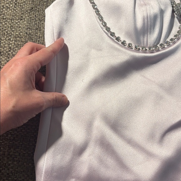 Self-Portrait Pink Satin Diamanté Mini Dress SZ US 6 NWT - Picture 8 of 9